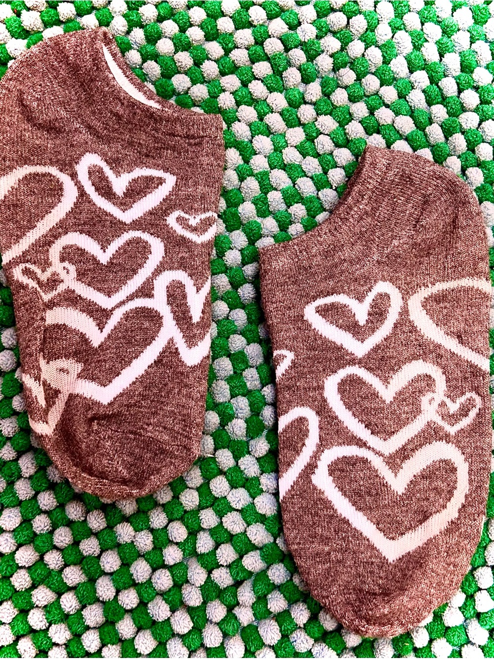 Sweet🩵 No-Show Socks with        L.Blue Heart Pattern 🫶🏽